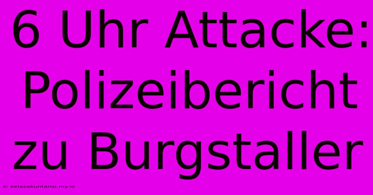 6 Uhr Attacke: Polizeibericht Zu Burgstaller