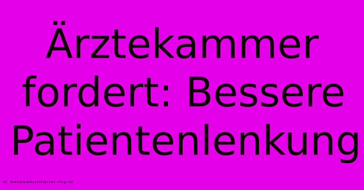 Ärztekammer Fordert: Bessere Patientenlenkung