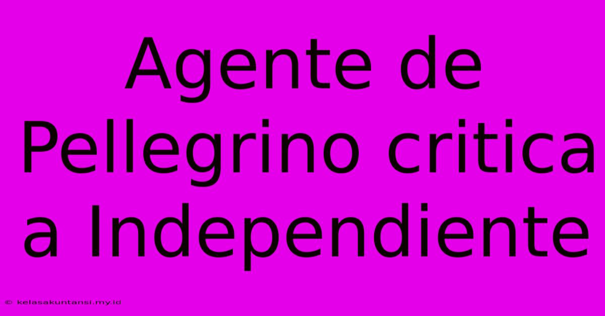 Agente De Pellegrino Critica A Independiente