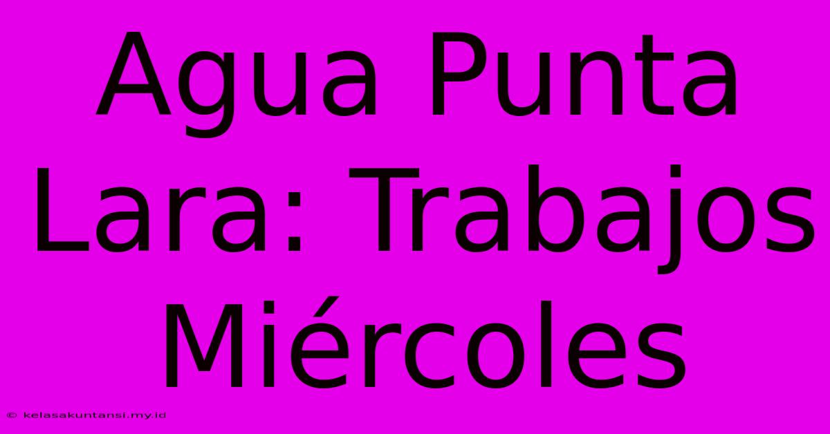 Agua Punta Lara: Trabajos Miércoles