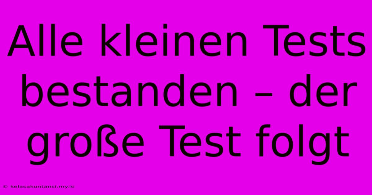 Alle Kleinen Tests Bestanden – Der Große Test Folgt