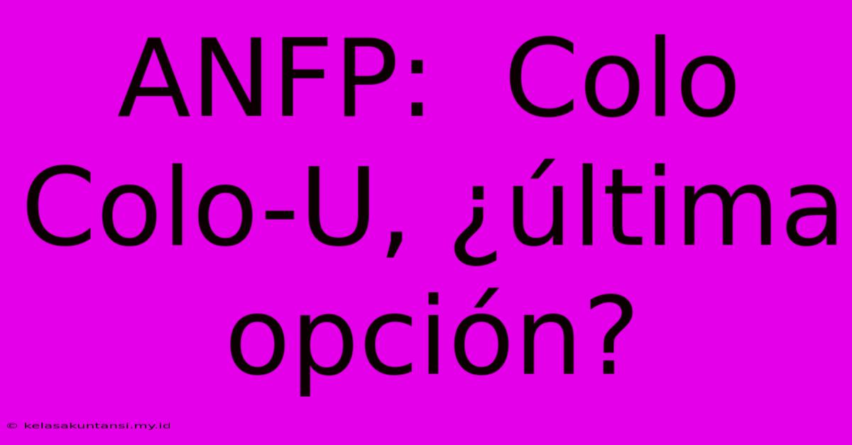 ANFP:  Colo Colo-U, ¿última Opción?