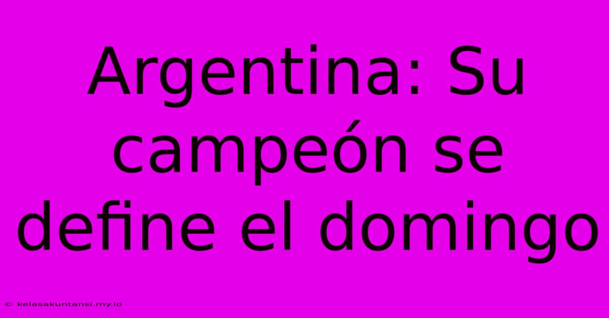 Argentina: Su Campeón Se Define El Domingo