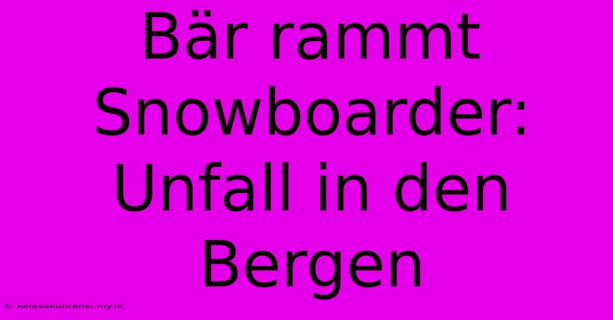 Bär Rammt Snowboarder: Unfall In Den Bergen