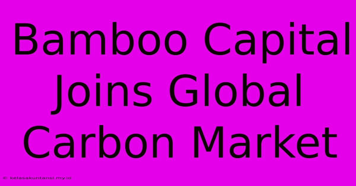 Bamboo Capital Joins Global Carbon Market