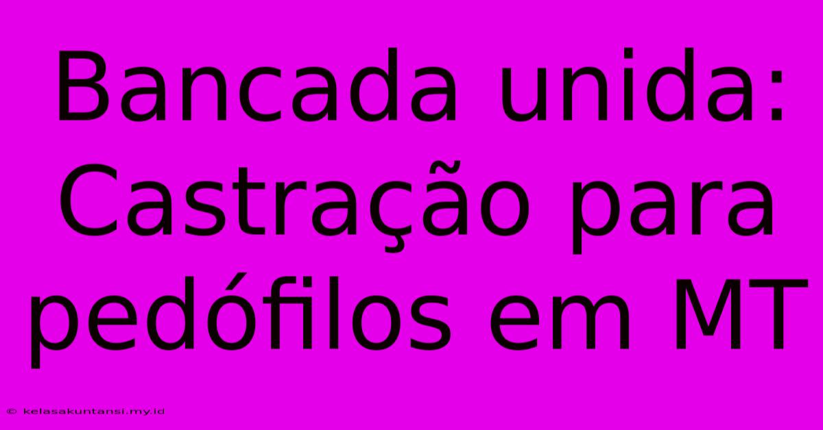 Bancada Unida: Castração Para Pedófilos Em MT