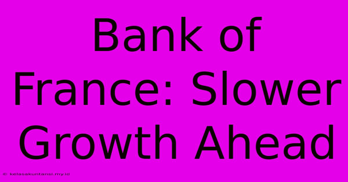 Bank Of France: Slower Growth Ahead