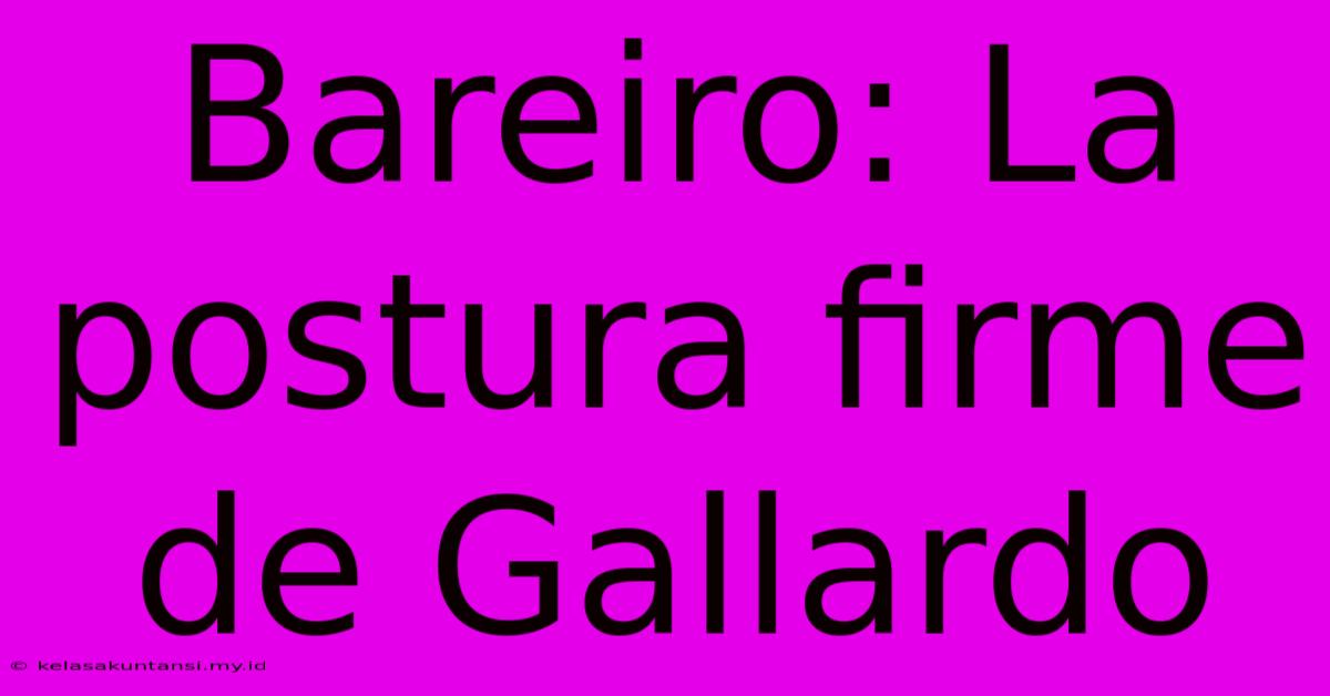 Bareiro: La Postura Firme De Gallardo