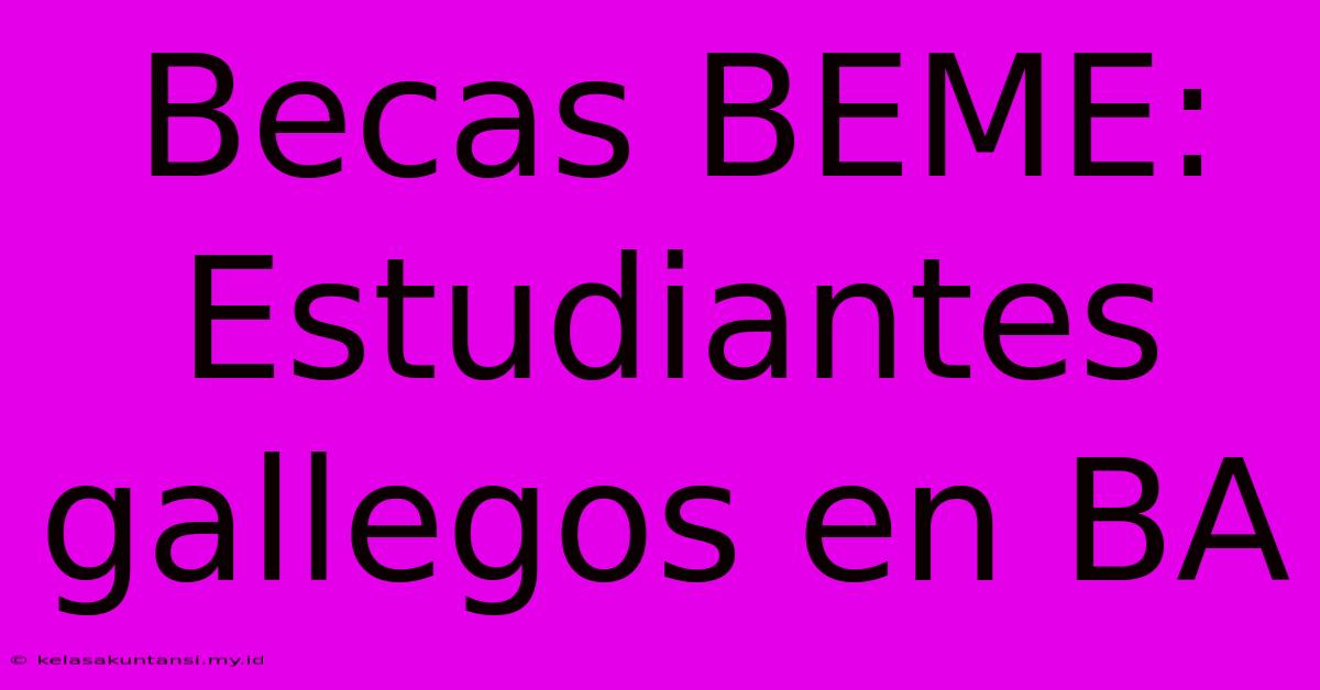 Becas BEME: Estudiantes Gallegos En BA