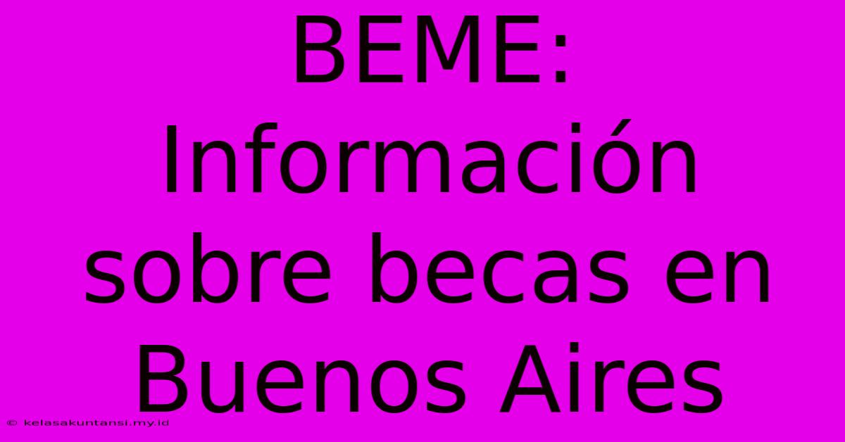 BEME: Información Sobre Becas En Buenos Aires