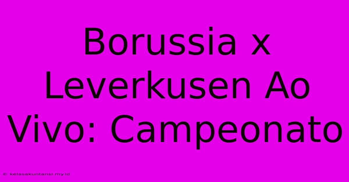 Borussia X Leverkusen Ao Vivo: Campeonato