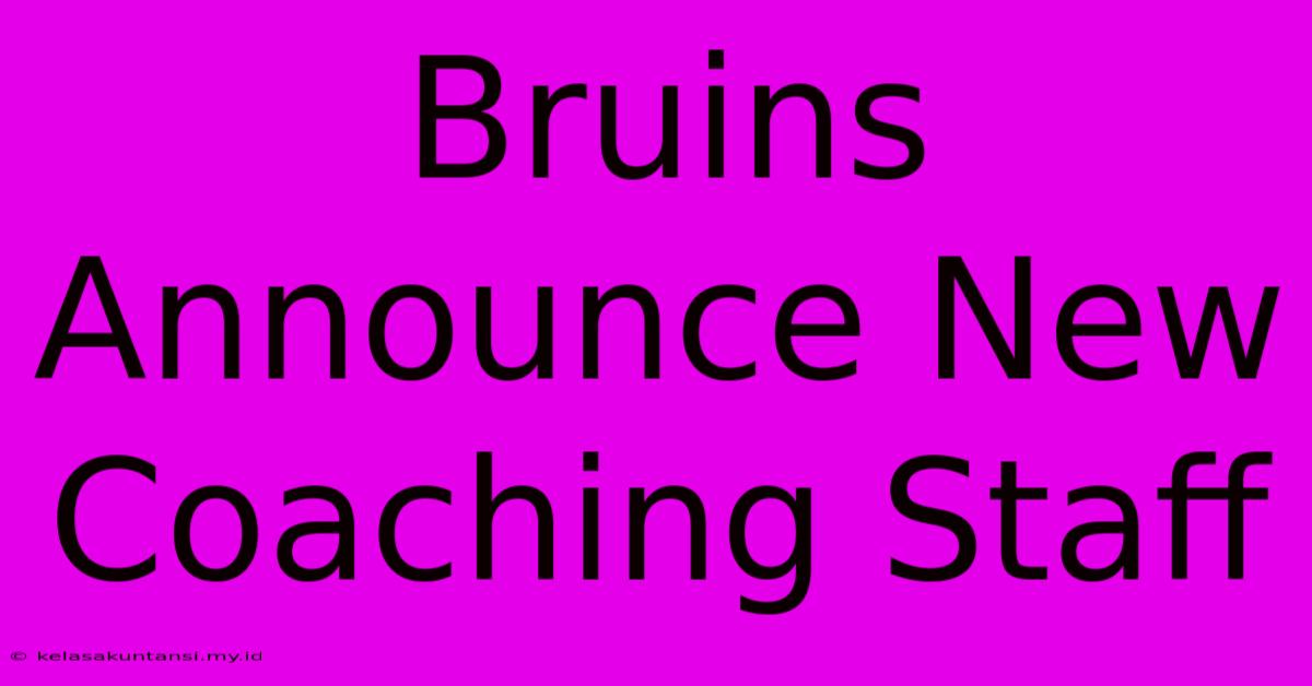 Bruins Announce New Coaching Staff