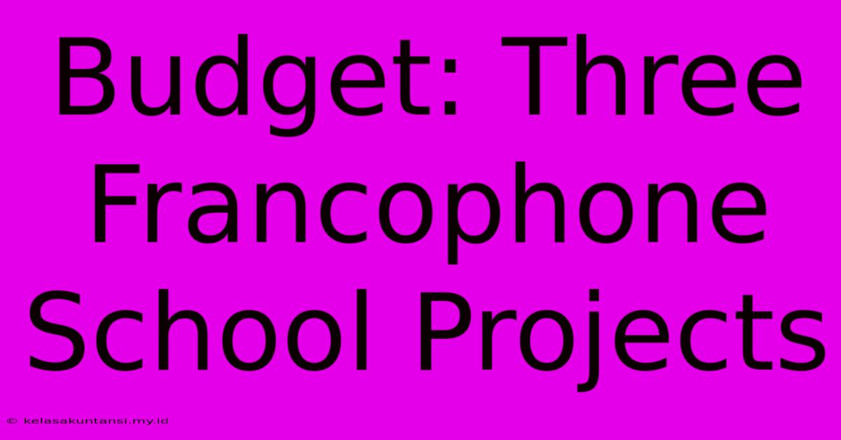 Budget: Three Francophone School Projects