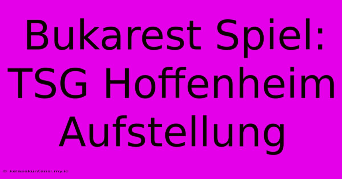 Bukarest Spiel: TSG Hoffenheim Aufstellung