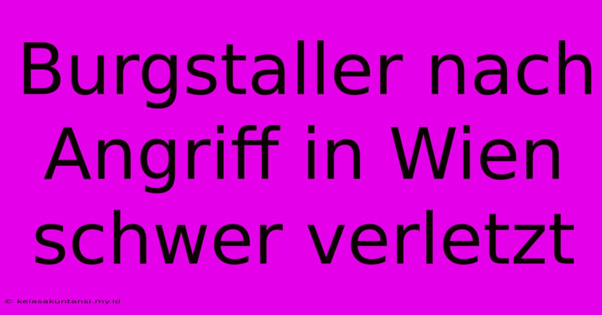 Burgstaller Nach Angriff In Wien Schwer Verletzt