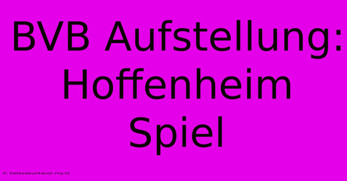 BVB Aufstellung: Hoffenheim Spiel