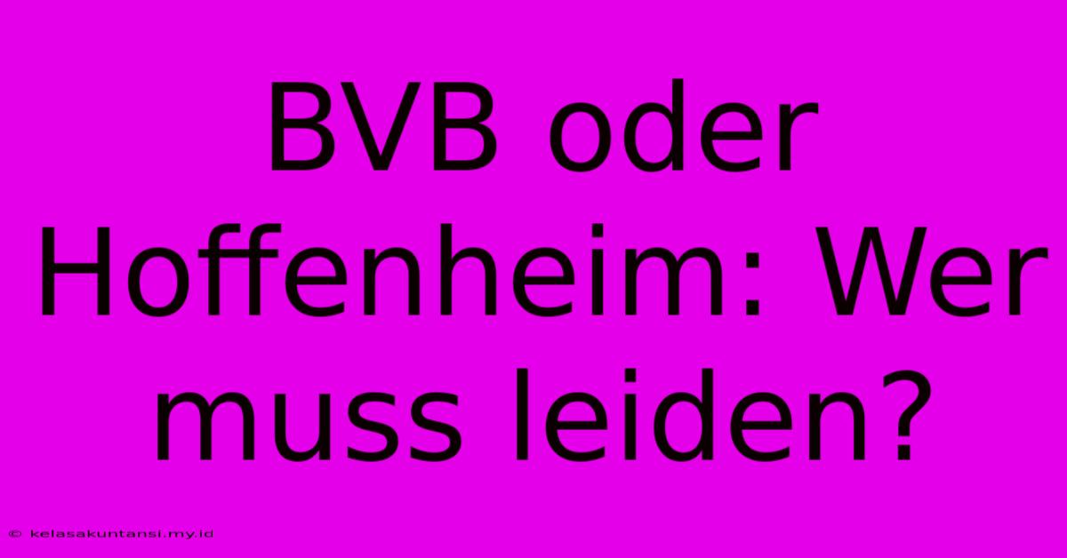 BVB Oder Hoffenheim: Wer Muss Leiden?