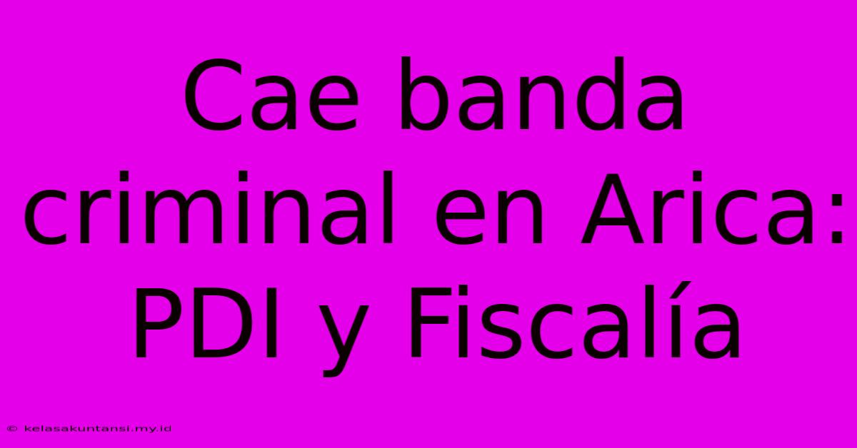 Cae Banda Criminal En Arica: PDI Y Fiscalía