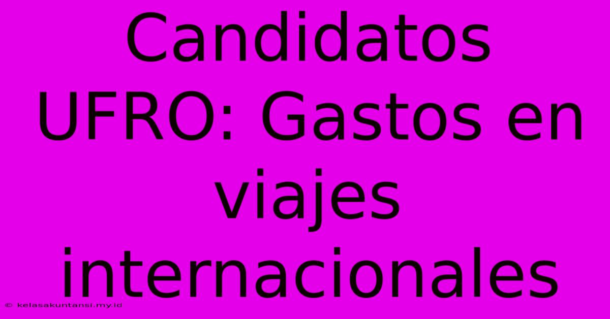 Candidatos UFRO: Gastos En Viajes Internacionales