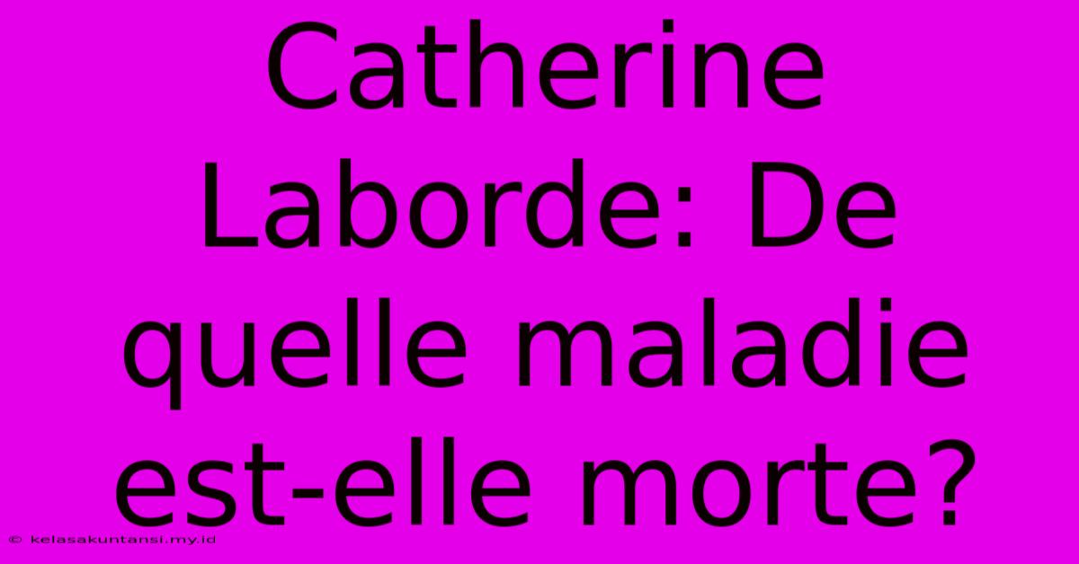 Catherine Laborde: De Quelle Maladie Est-elle Morte?