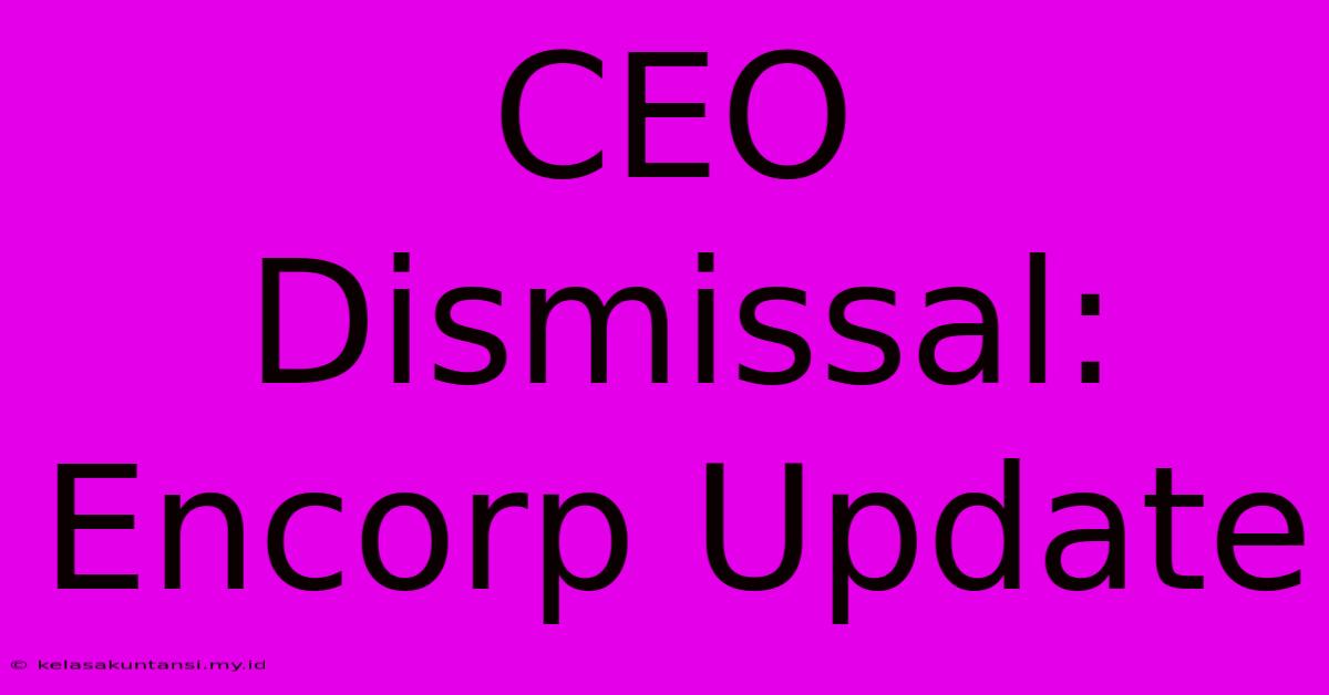 CEO Dismissal: Encorp Update