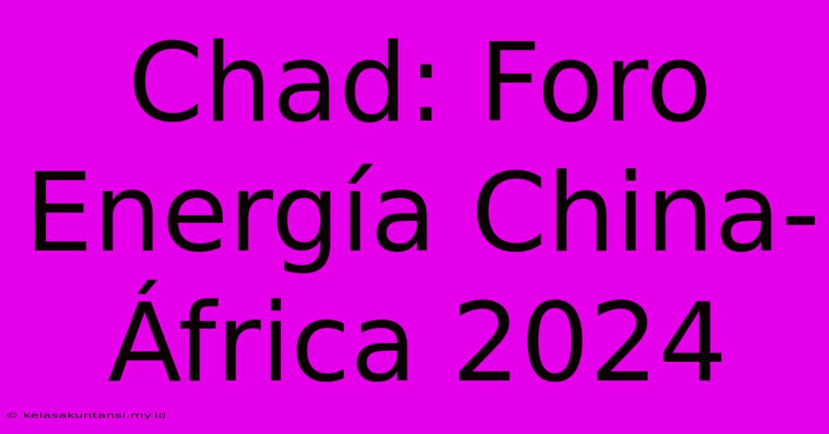 Chad: Foro Energía China-África 2024