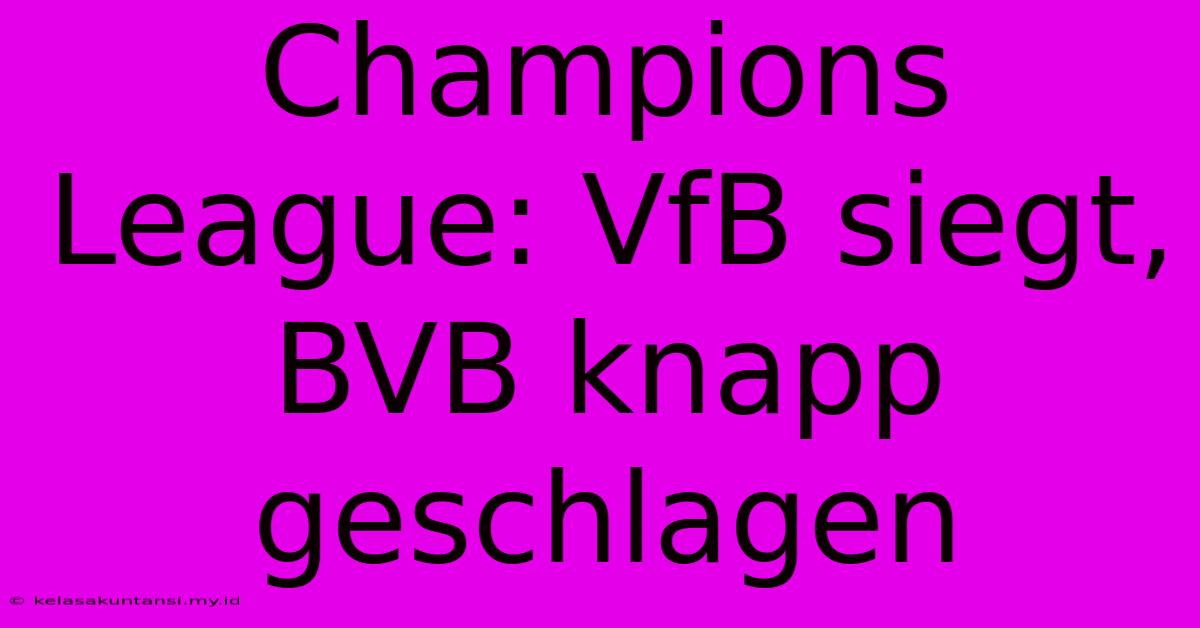 Champions League: VfB Siegt, BVB Knapp Geschlagen