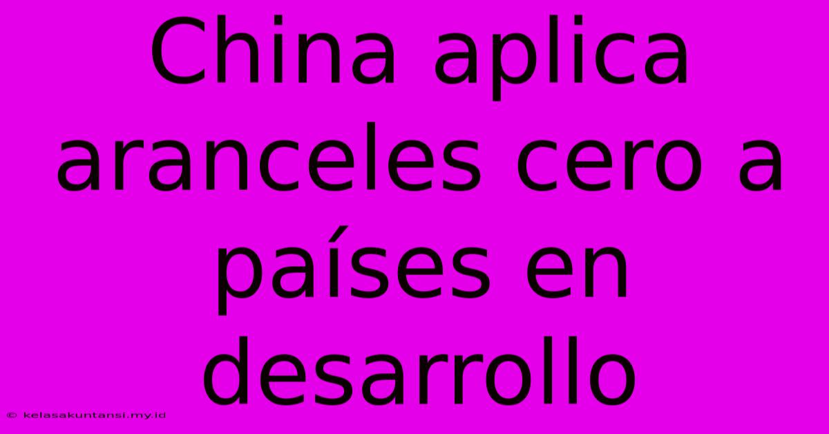 China Aplica Aranceles Cero A Países En Desarrollo