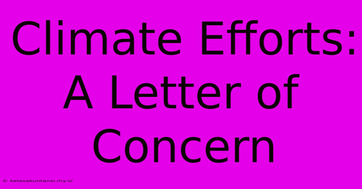 Climate Efforts: A Letter Of Concern