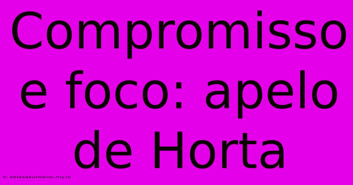 Compromisso E Foco: Apelo De Horta