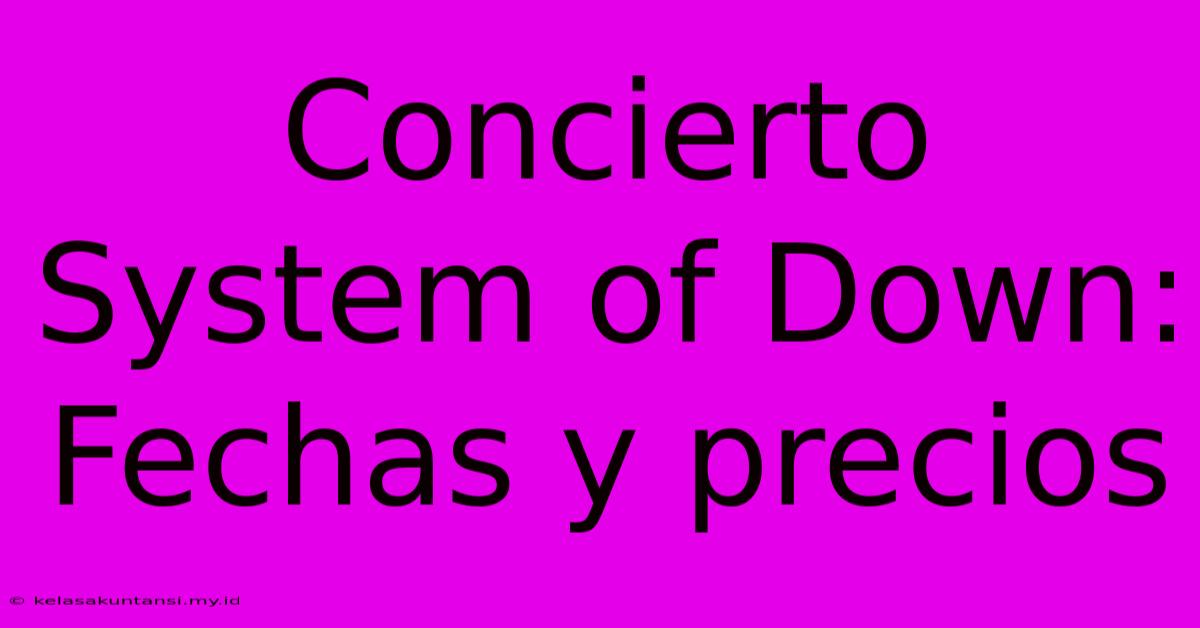 Concierto System Of Down: Fechas Y Precios