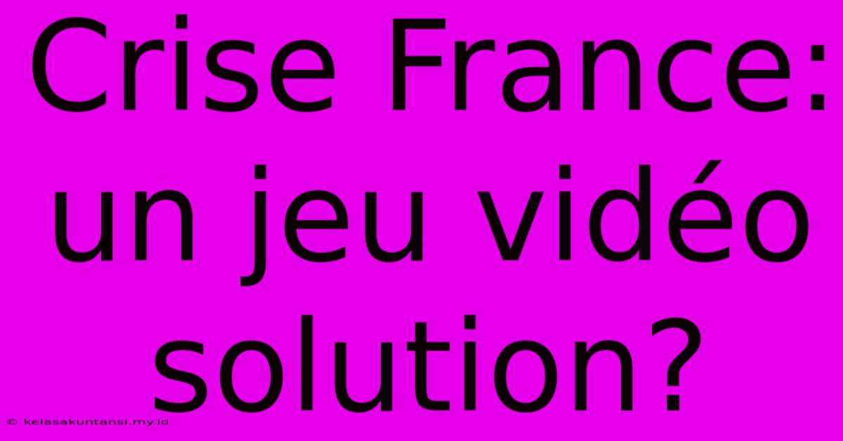 Crise France:  Un Jeu Vidéo Solution?