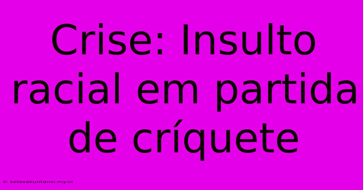 Crise: Insulto Racial Em Partida De Críquete