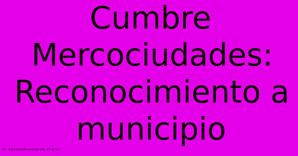 Cumbre Mercociudades: Reconocimiento A Municipio