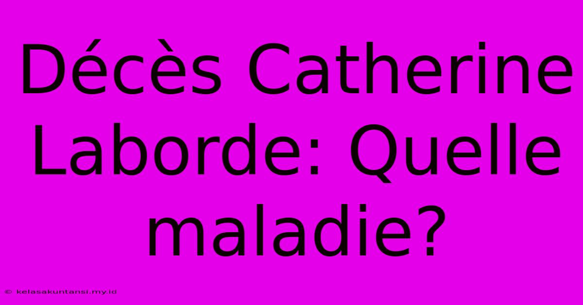 Décès Catherine Laborde: Quelle Maladie?