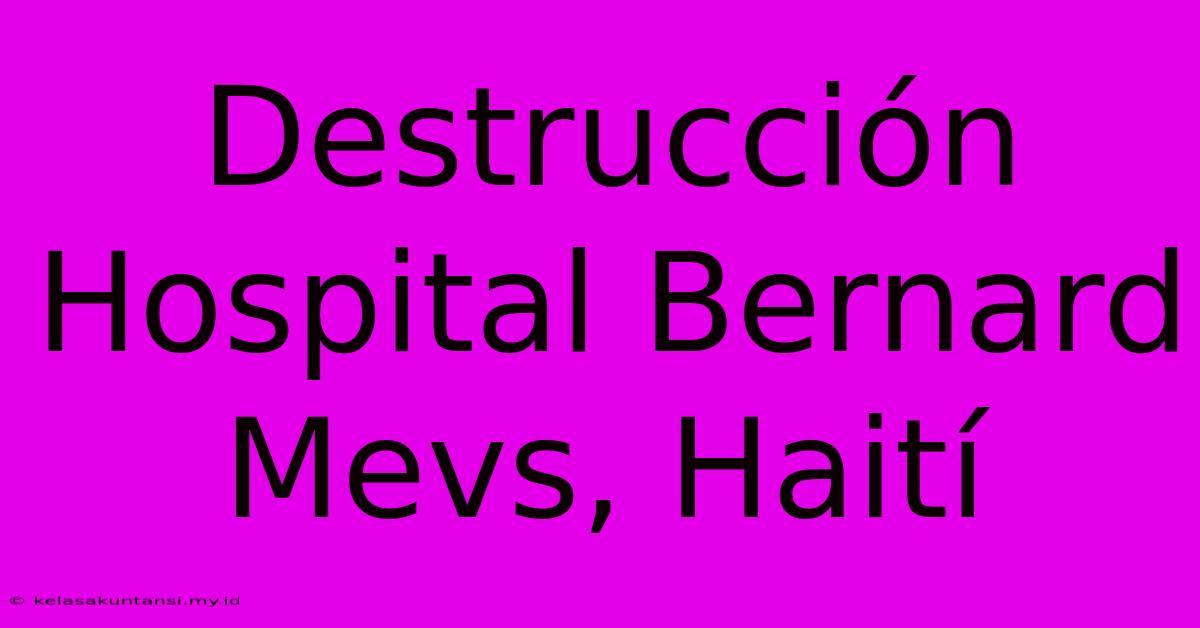 Destrucción Hospital Bernard Mevs, Haití