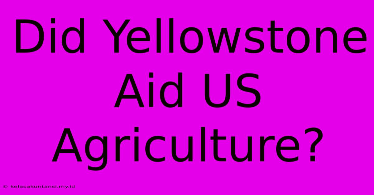 Did Yellowstone Aid US Agriculture?