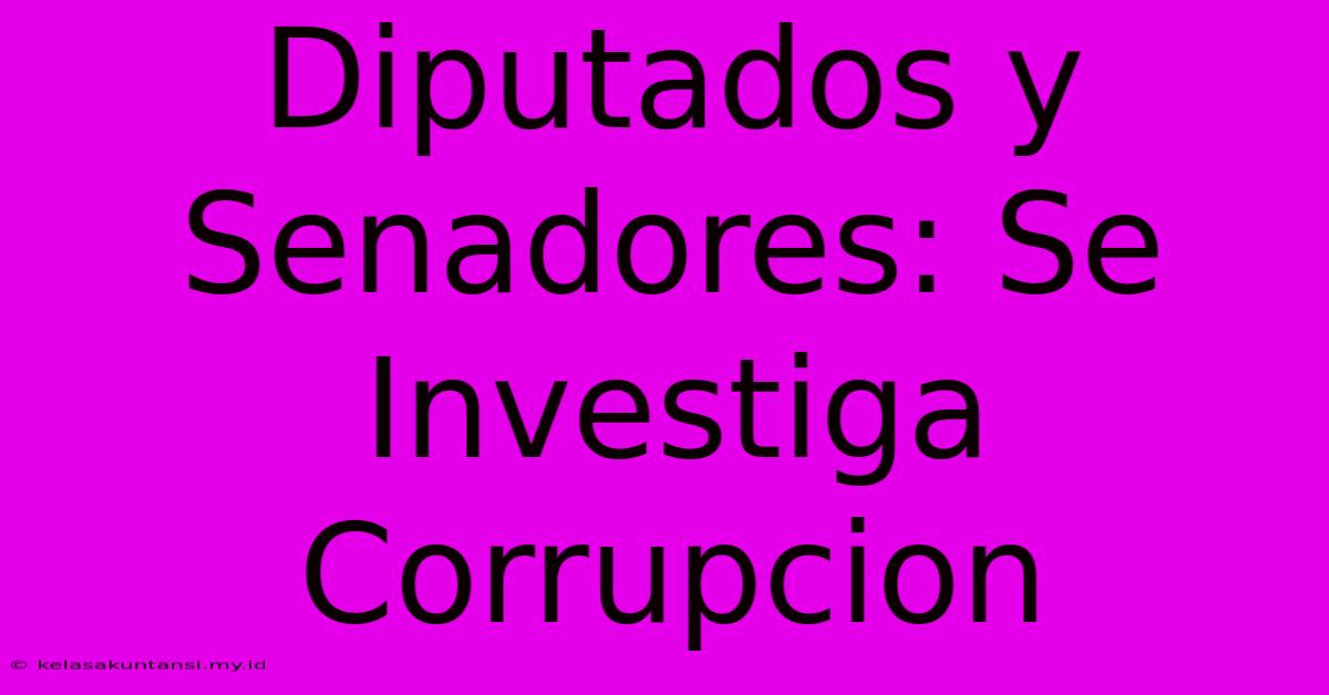 Diputados Y Senadores: Se Investiga Corrupcion