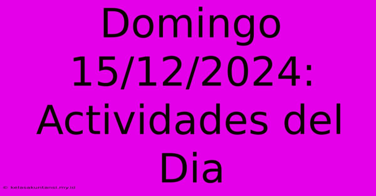 Domingo 15/12/2024: Actividades Del Dia