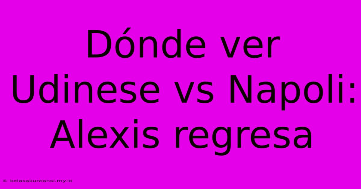 Dónde Ver Udinese Vs Napoli:  Alexis Regresa