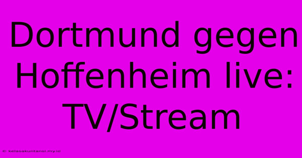 Dortmund Gegen Hoffenheim Live: TV/Stream