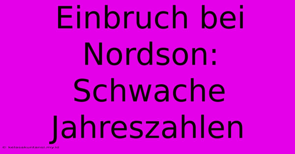 Einbruch Bei Nordson: Schwache Jahreszahlen