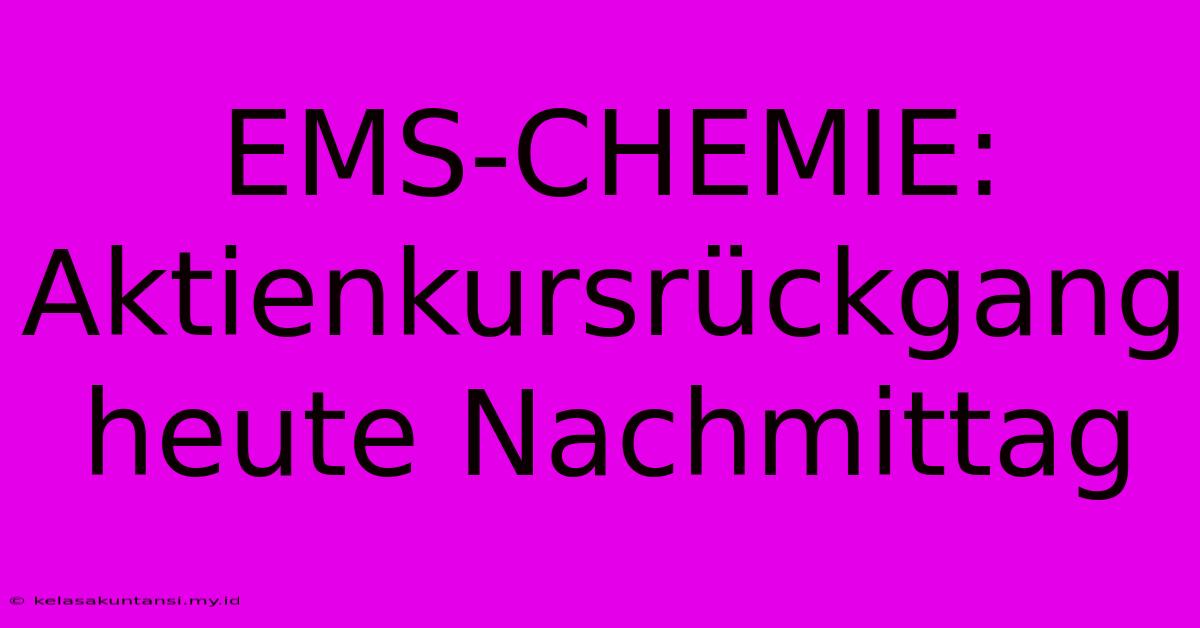 EMS-CHEMIE:  Aktienkursrückgang Heute Nachmittag