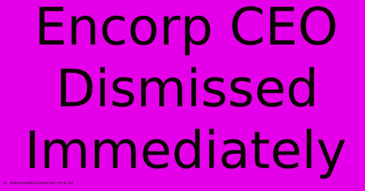 Encorp CEO Dismissed Immediately