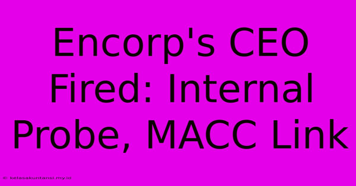 Encorp's CEO Fired: Internal Probe, MACC Link