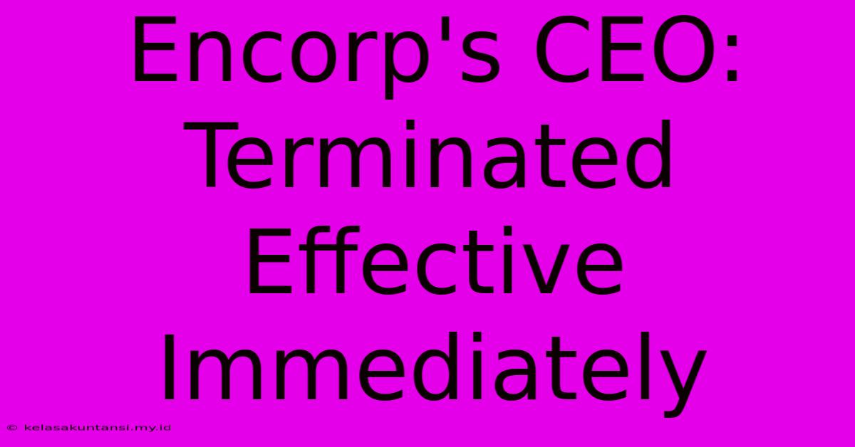 Encorp's CEO: Terminated Effective Immediately