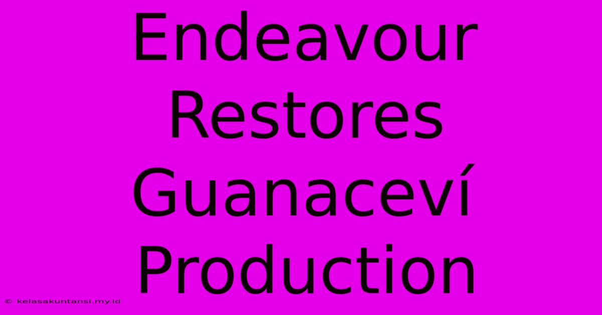 Endeavour Restores Guanaceví Production