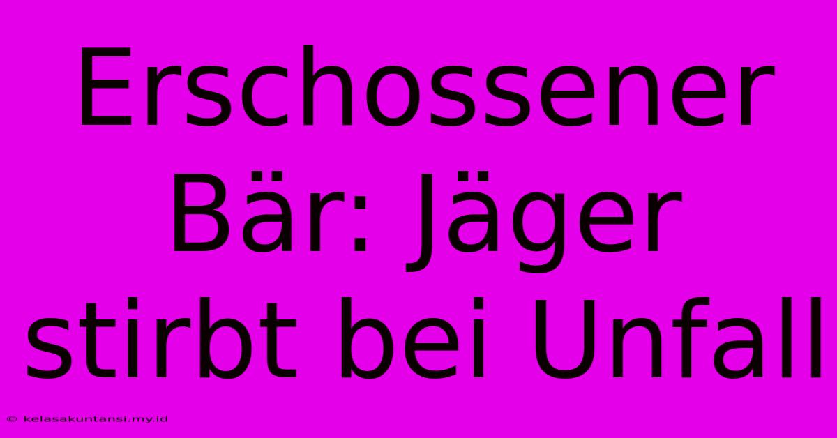 Erschossener Bär: Jäger Stirbt Bei Unfall