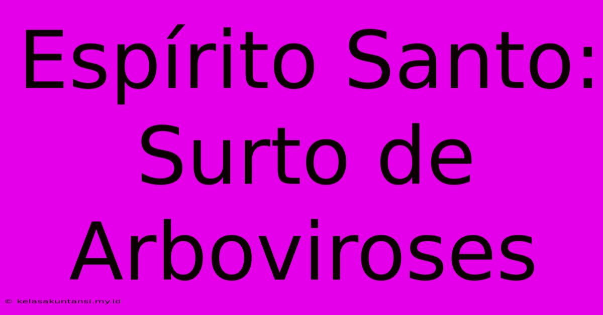 Espírito Santo: Surto De Arboviroses