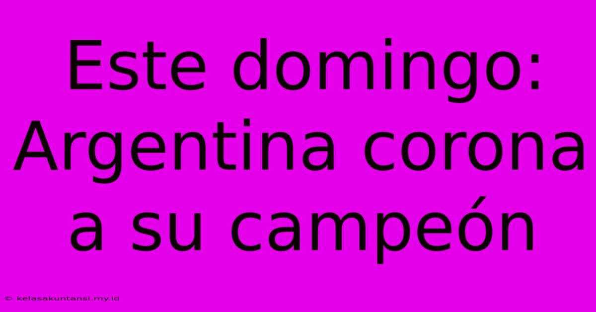 Este Domingo: Argentina Corona A Su Campeón